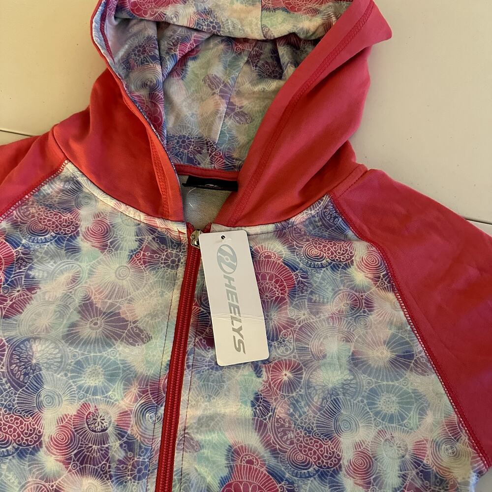 Heelys Pink/Blue/White Shell Print Activewear Zip Up Hooded Jacket NWT- M - Picture 4 of 9